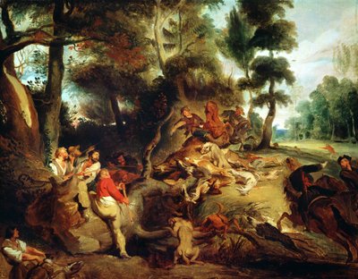 Villsvinjakten, etter et maleri av Rubens, ca.1840-50 av Ferdinand Victor Eugene Delacroix