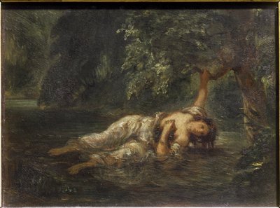 The death of Ophelie - olje på lerret av Ferdinand Victor Eugene Delacroix
