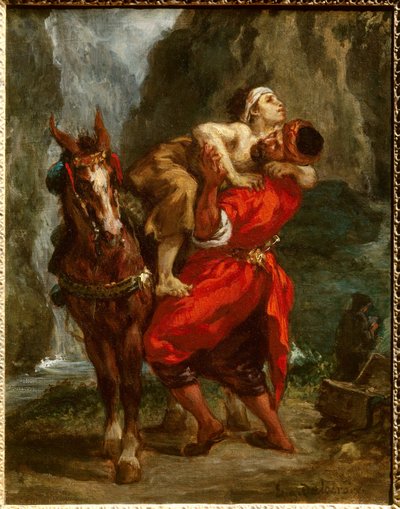 Den barmhjertige samaritan. Maleri av Eugene Delacroix (1798-1863) av Ferdinand Victor Eugene Delacroix