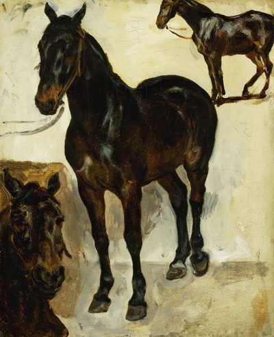 Tre studier av hester; Tre studier av hester, ca. 1823 av Ferdinand Victor Eugene Delacroix