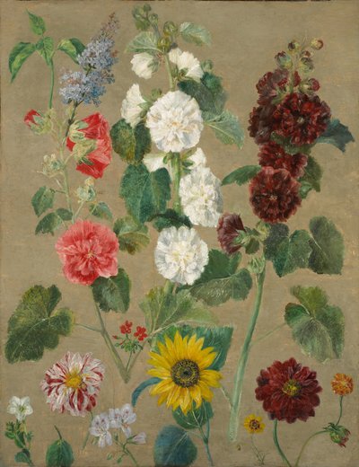 Uten tittel (Blomster) (olje om bord) av Ferdinand Victor Eugene Delacroix