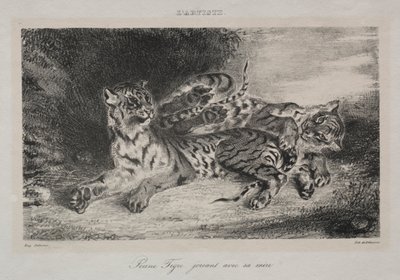 Ung tiger leker med sin mor, 1831. av Ferdinand Victor Eugene Delacroix