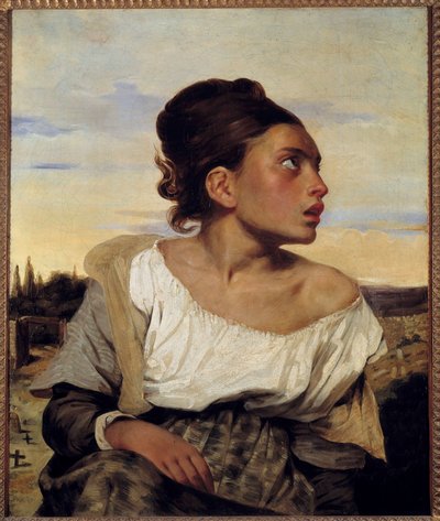 Ung foreldreløs på kirkegården Maleri av Eugene Delacroix (1798-1863) 1824 Søn. 0,65x0,54 m av Ferdinand Victor Eugene Delacroix