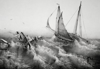 Etter storm, Av Ferdinand Perrot (1808-1841), Litografi av Ferdinand Victor Perrot