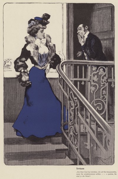 Et tilfelle av feil identitet (farge litho) av Ferdinand von Reznicek