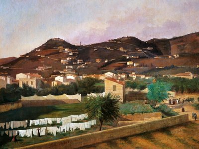 View of Hill of Fiesole av Ferdinando Buonamici (1820-92), olje på lerret, 88x119 cm av Ferdinando Buonamici