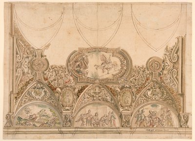 Design for dekorasjon av taket i et kapell av Ferdinando Galli Bibiena