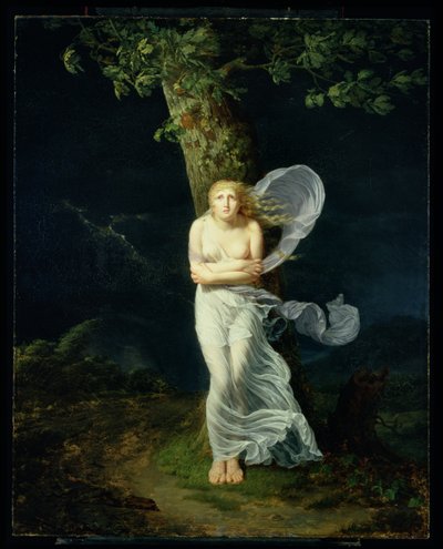 Ung kvinne overtatt av en storm, 1799 av Fereol Bonnemaison
