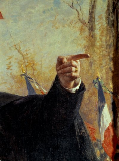 Hånd. Detalj av portrettet av Paul Deroulede (1846-1914), fransk nasjonalistisk militant, peker fingeren). Maleri av Fernand Cormon (1845-1924) av Fernand Cormon