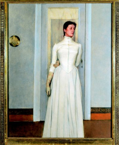 ""Portrett av Marguerite Khnopff"" søster til kunstneren - Maleri av Fernand Khnopff (1858-1921) av Fernand Khnopff