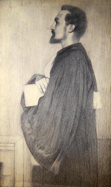 Portrett av en mann (blyant på papir) av Fernand Khnopff