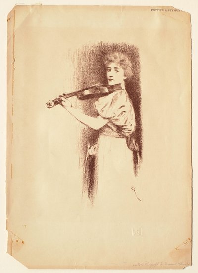 Kvinne som spiller fiolin av Fernand Khnopff