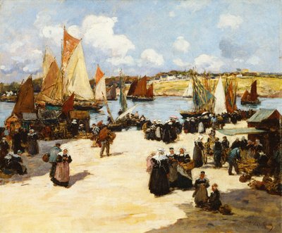 En travel havnescene, av Fernand Legout Gerard