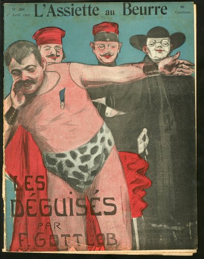 Omslag av "" "L'Assiette au Beurre""", nummer 209, satirisk i farger av Fernand Louis Gottlob