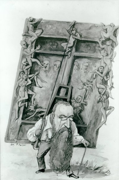 Portrett av Auguste Rodin som bærer helvetes porter (wc på papir) av Fernand Paillet