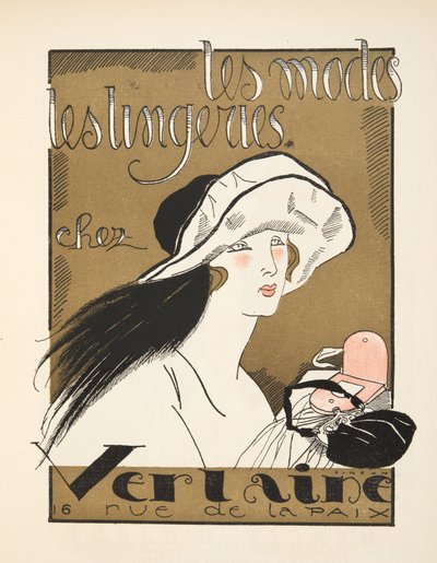 Annonse for Verlaine, fra Gazette de Bon Ton, pub. 1920 (stensiltrykk) av Fernand Siméon