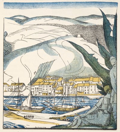 Antibes, fra Gazette de Bon Ton, pub. 1920 (stensiltrykk) av Fernand Siméon