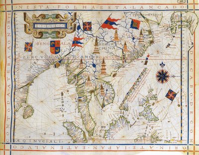 Plankart, kart før Mercator fra 1571 av den portugisiske kartografen Fernao Vaz Dourado (ca. 1520–ca. 1580). Kart over Øst-India, Bengalbukta, Sørøst-Kina, Thailand, Borneo og Japan. Krepsens vendekrets er navngitt. av Fernao Vaz Dourado