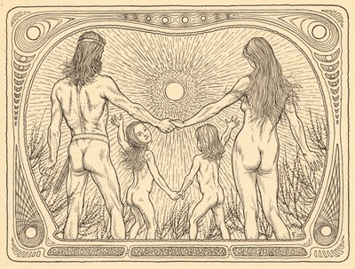 Sonnenwanderer, tallerken 12, fra porteføljen 'Lebenszeichen', pub. 1908 i Berlin av Fritz Heyder Verlag av Fidus