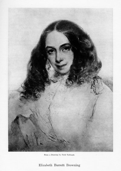 Elizabeth Barrett Browning, engelsk poet fra viktoriansk tid, midten av 1800-tallet. av Field Talfourd