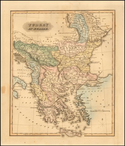 Kart over Tyrkia i Europa fra 1823 av Fielding Lucas jr. av Fielding Lucas Jr.