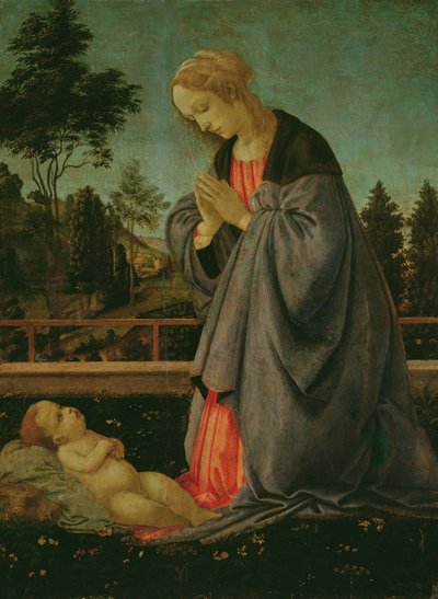 Tilbedelse av barnet (tempera på panel) av Filippino Lippi