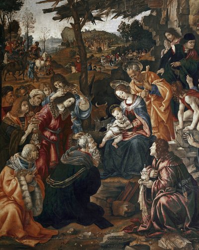 Adoration of the Magi - San Donato-altertavle (olje på panel av Filippino Lippi