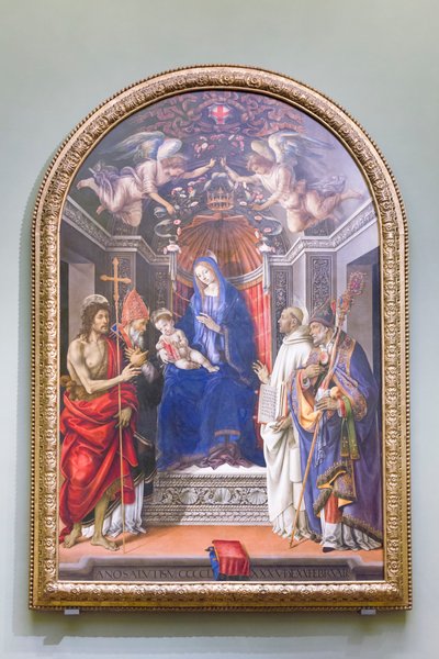 Madonna og barn tronet med døperen Johannes og helgener, kjent som Otto-altertavlen av Filippino Lippi