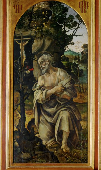 Den botferdige Sankt Jerome (maleri på tre) av Filippino Lippi