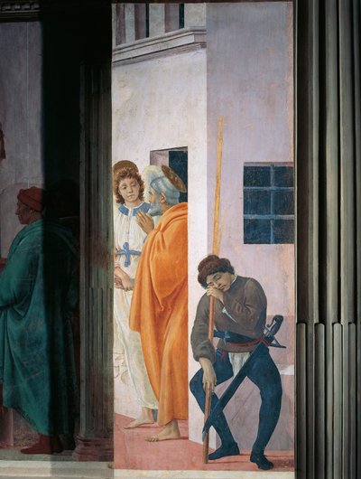 Saint Peter Freed from Prison, av Filippino Lippi, freskomaleri av Filippino Lippi