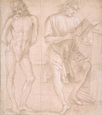 Stående ungdom med hendene bak ryggen, og en sittende ungdom som leser recto..., 145758-1504. av Filippino Lippi