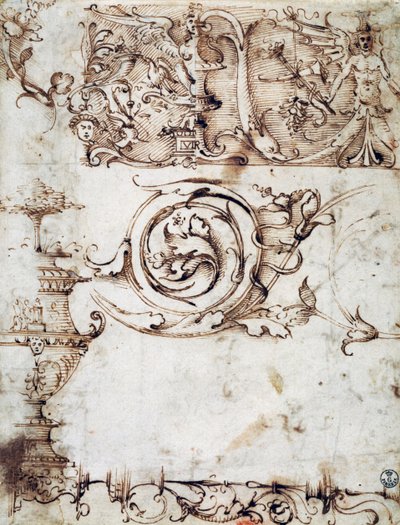 Studie for ornamenter og andre dekorative motiver av Filippino Lippi