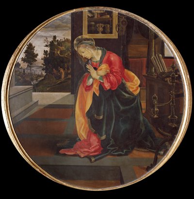 Kunngjøringen. Detalj av jomfruen (olje på lerret av Filippino Lippi
