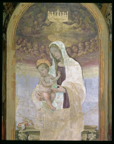 Madonnaen og barnet, en detalj fra tabernaklet til Canto al Mercatale, 1498 av Filippino Lippi
