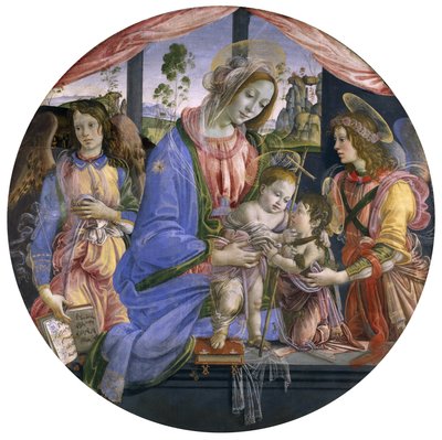 The Madonna and Child with the Infant St. John and Two Angels, midten av 1480-tallet (tempera på panel) av Filippino Lippi