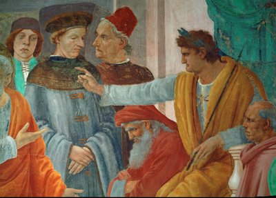 Disputen mellom Sankt Peter, Sankt Paulus og trollmannen Simon Magus i nærvær av keiser Nero av Filippino Lippi