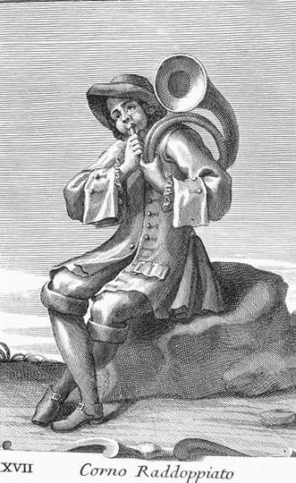 Dobbelthorn, plate XVII fra Armonica Cabinet, 1722 av Filippo Bonanni