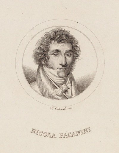 Portrett av Niccolò Paganini 1782-1840, 1840. av Filippo Caporali