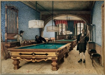 Biljardspillet (olje på lerret av Filippo Carcano