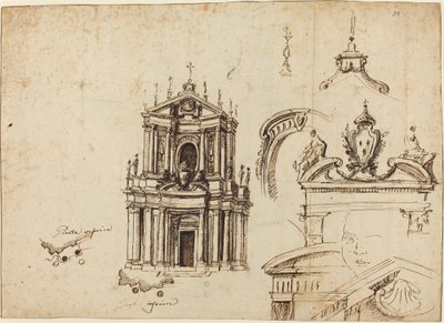Studier for fasaden til Santa Cristina [recto] av Filippo Juvarra