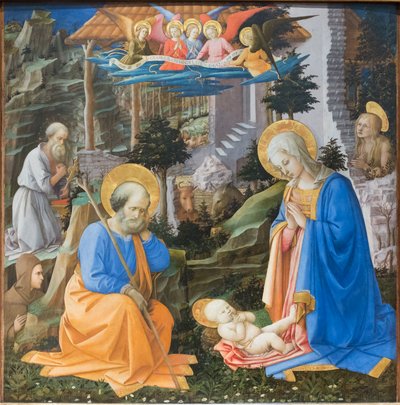 Tilbedelse av Kristusbarnet med helgener og engler av Filippo Lippi