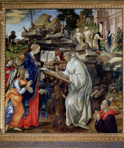 Jomfruens åpenbaring til St. Bernard - olje på panel av Filippo Lippi