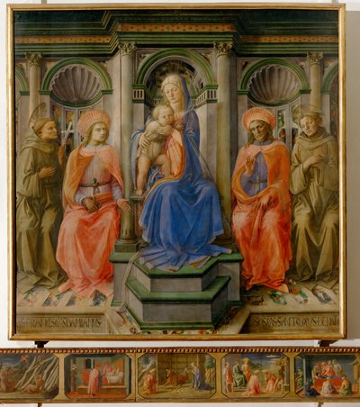 Madonna med barn og fire helgener (tempera på tre) av Filippo Lippi
