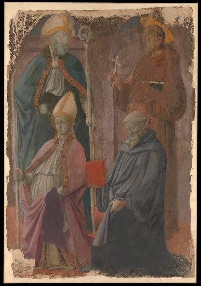 Saints Augustine og Francis, en biskop Saint, og Saint Benedict. av Filippo Lippi
