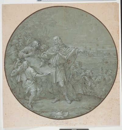Cosimo III befester havnen i Livorno. Tegnet mal for sølvplate, en av de såkalte "piatti di S. Giovanni" av Filippo Luzi