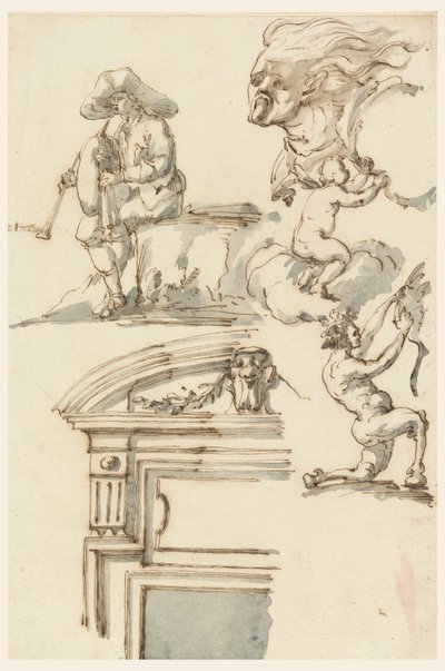 Dørkarm og figurstudier av Filippo Marchionni