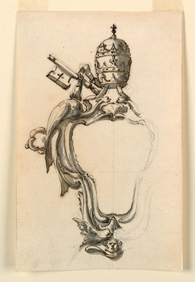 Tegning, et pavelig våpenskjold, 1740–70 av Filippo Marchionni