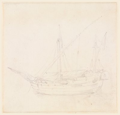 Tegning, et seilskip, ca. 1780 av Filippo Marchionni