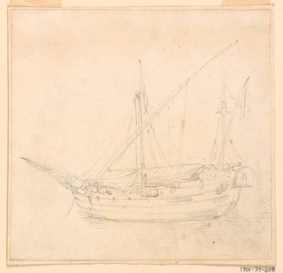 Tegning, et seilskip, ca. 1780 av Filippo Marchionni