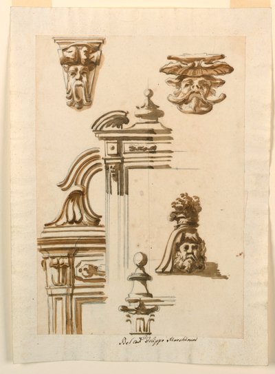 Tegning, arkitekturstudier, 1750–90 av Filippo Marchionni